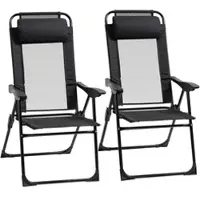 OKWISH Tuinstoel - Set Van 2 Inklapbare Tuinstoelen Met 5-Standen Rugleuning - Met Armleuningen Voor Tuin Of Balkon - Staal - Zwart