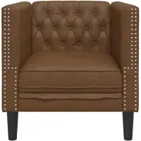 vidaXL Fauteuil Chesterfield-stijl kunstsuède bruin