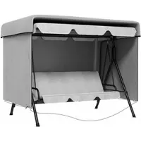 MODFU - Waterdichte Afdekhoes Voor Tuinmeubelen - Met Ritssluiting En Spanband Met Gesp - Polyethyleen - Grijs - 215 X 155 X 150 Cm