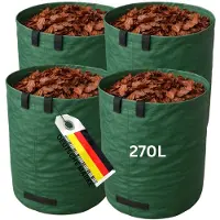 FAMEX 45004 Tuinafvalzak Set 272 L - zelfstaand en openblijvend - 4-delig – Bladzak van scheurbestendige polypropyleen stof