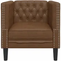 vidaXL Fauteuil Chesterfield-stijl kunstsuède bruin