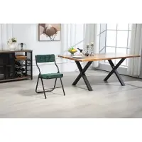 MODFU - Klapstoelen - Opvouwbaar En Gestoffeerd - Eetkamer - Staal - Groen - Set Van 2