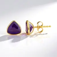 Cavill - Zilveren Oorbellen met 1,53 ct Braziliaanse Amethist - 925 Sterling Zilver Verguld - Triljant Geslepen Amethist - Elegante Oorstekers Paars