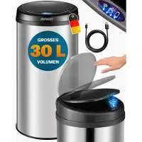 Monzana Sensor afvalbak Zilver roestvrij staal 30 liter