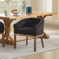 MODFU - Eetkamerstoel Met Armleuningen - Gestoffeerd - Modern - Voor Eetkamer - Hout En Chenille - Houtskoolgrijs