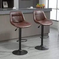 MODFU - Barhocker Set Van 2 - Verstelbaar En Draaibaar - Vintage - Voor Keukeneiland Of Bartafel - Staal - Bruin