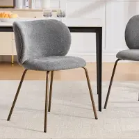 MODFU - Eetkamerstoel - Gebogen Rugleuning - Zachte Bekleding - Eigentijds - Chenille - Grijs