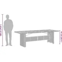 vidaXL Tuintafel met acaciahouten blad 240x90x75 cm poly rattan grijs