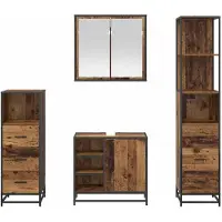 vidaXL Badkamermeubel Set 4 st Oud Hout 65 x 33 x 60 cm Bewerkt hout