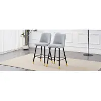 MODFU - Set Van 2 Barkrukken - Met Rugleuning En Voetensteun - Modern - Voor Huisbar Of Keukeneiland - Metaal En Kunstleer - Zwart En Lichtgrijs