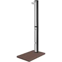 ML-Design Zonnedouche 35L, zilver/zwart, met voetdouche en regendouchekop, gemaakt van PVC en verchroomd ABS