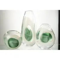 J-Line vaas Livy - glas - groen/wit/transparant - large - 37 cm hoog