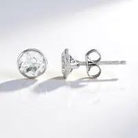 Cavill - Zilveren Oorstekers - 925 Sterling Zilver Geplatineerd - Witte Topaas Rondgeslepen 1,8 ct - Elegant, Tijdloos Design, Bezel-zetting