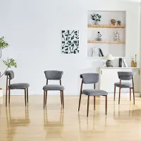MODFU - Eetkamerstoelenset - Gestoffeerd - Gebogen Rugleuning - Modern - Voor Eethoek - Linnen - Grijs - 58,5 x 48 x 83 cm