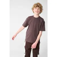 Shoeby T-shirt - donkerbruin Jongens Stretchkatoen Ronde hals Effen - maat 158/164