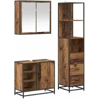 vidaXL Badkamermeubel Set 3 st Oud Hout 65 x 33 x 60 cm Bewerkt hout
