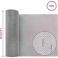 vidaXL Mesh Scherm 20 x 1000 cm 60 Mesh Roestvrij staal 201