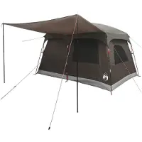 vidaXL Familietent met dak Bruin Grijs 380 x 260 x 190 cm Polyester