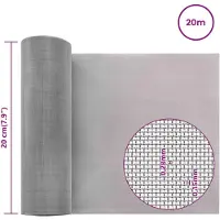 vidaXL Gaaswand, 20 x 2000 cm, 60 mesh, roestvrij staal 201, zilver