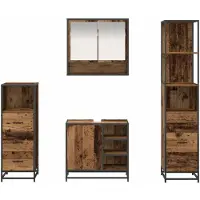 vidaXL Badkamermeubel Set 4 st Oud Hout 65 x 33 x 60 cm Bewerkt hout