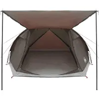 vidaXL Huisje Tent 6-persoons Bruin grijs Polyester en Staal