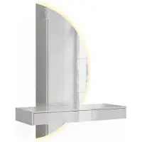 Vicco Sherry Kaptafel met licht – 100 cm met LED-spiegel Wit Hoogglans
