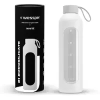 Wessper Glazen Motivatiefles 1000ml – Duurzame Waterfles in WIT