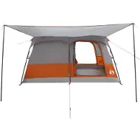 vidaXL Familietent 10-persoons Grijs en Oranje Polyester en Staal