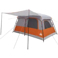 vidaXL Familietent 10-persoons Grijs en Oranje Polyester en Staal