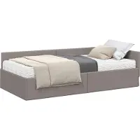 vidaXL Hoekbedframe met Matras 2 st Taupe 80 x 200 cm Stof