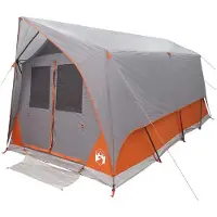 vidaXL Tunneltent Grijs en Oranje 8-persoons Polyester en Staal