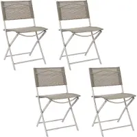 Home Deco Factory camping buiten klapstoel - aluminium - beige - L46 x B50 x H80 cm - opvouwbaar