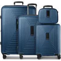 Redolz Essentials 14 4-wiel kofferset + beautycase 4 stuks met stretchvouw blauw