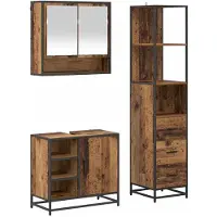 vidaXL Badkamermeubel Set 3 st Oud Hout 35 x 37,5 x 166 cm