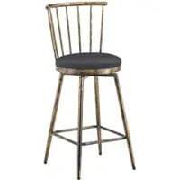 OKWISH Barkruk - Set Van 2 Met Windsor Rugleuning En Gewatteerde Kunstleren Zitting - Voor Keukeneiland, Bar Of Restaurant - Metaal - Zwart Bruin