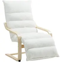 HOMCOM -Lounge-Sessel-Polyester, Birkenlaminat-93-114L x 67B x 105H cm-Weiß