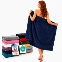Komfortec Set van 2 Handdoeken 80x200 cm - 100% Katoen - XXL Saunahanddoeken - Badlaken - Strandlaken - Badhanddoek- Douchelaken - Zacht - Hoge Absorptie - Sneldrogend - Marineblauw