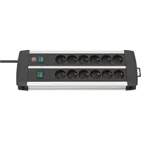 Brennenstuhl Premium-ALU-Line DUO 2x6voudig zwart *EN* 3m H05VV-F3G1, met 2 schakelaars