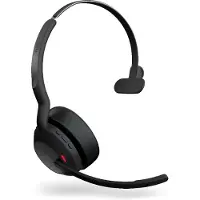 Jabra Evolve2 55, mono Bluetooth headset, 4 microfoons UC-compatibel, Actieve ruisonderdrukking (ANC), incl. Link 380 USB-A Bluetooth-adapter en oplaadstation