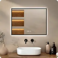 Mirlux Badkamerspiegel - LED Verlichting - Verwarming – Anti Condens - 80x60CM - Black