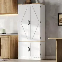 MODFU - Keukenkast - Hoge Kast - Wit - MDF - Bewegingssensor - Verstelbare Planken