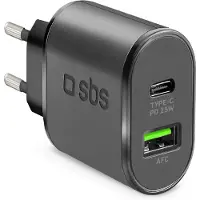 SBS Wall Charger 1xusb-c 25w & 1x Usb-a 18w Black