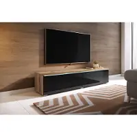 MINIO go for it MINIO, TV-meubel, TV-kast "DONNA", 140 cm, geschikt voor plaatsing op de vloer of aan de muur, kleur: Wotan eik/zwart glanzend