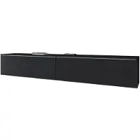 Bratex Modern TV-Meubel 180 cm – RTV Meubel Hangend of Staand – 2 Deuren – Volledig Mat Zwart – Greeploos Design – Geschikt voor TV's tot 77 inch