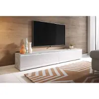 MINIO go for it - TV-meubel - 180 cm breed - Beton & Wit Hoogglans - Hangend of Staand - 2-deurs
