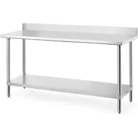 Super Merchant werktafel met spatrand - roestvast staal - in hoogte verstelbaar met legplank - 120 x 60 x 95 cm - zilverkleurig - voor professionele keuken