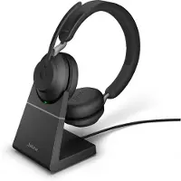 Jabra Evolve2 65 UC Stereo + Stand - Bluetooth Headset - op oor- draadloos - USB-C - noise isolating - Zwart