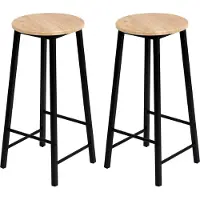 AC-DÉCO - 2 ronde barkrukken - Staal - Hout