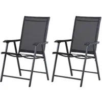 OKWISH Campingstoel 58 X 64 X 94 Cm - Opvouwbaar Met Armleuningen Set Van 2 - Comfortabel Voor Camping Strand En Balkon - Metaal - Zwart