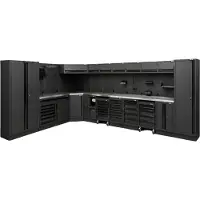 Kippers Rijssen Pillar modulaire werkplaatsinrichting met 2 hoge kasten en hardhouten werkblad